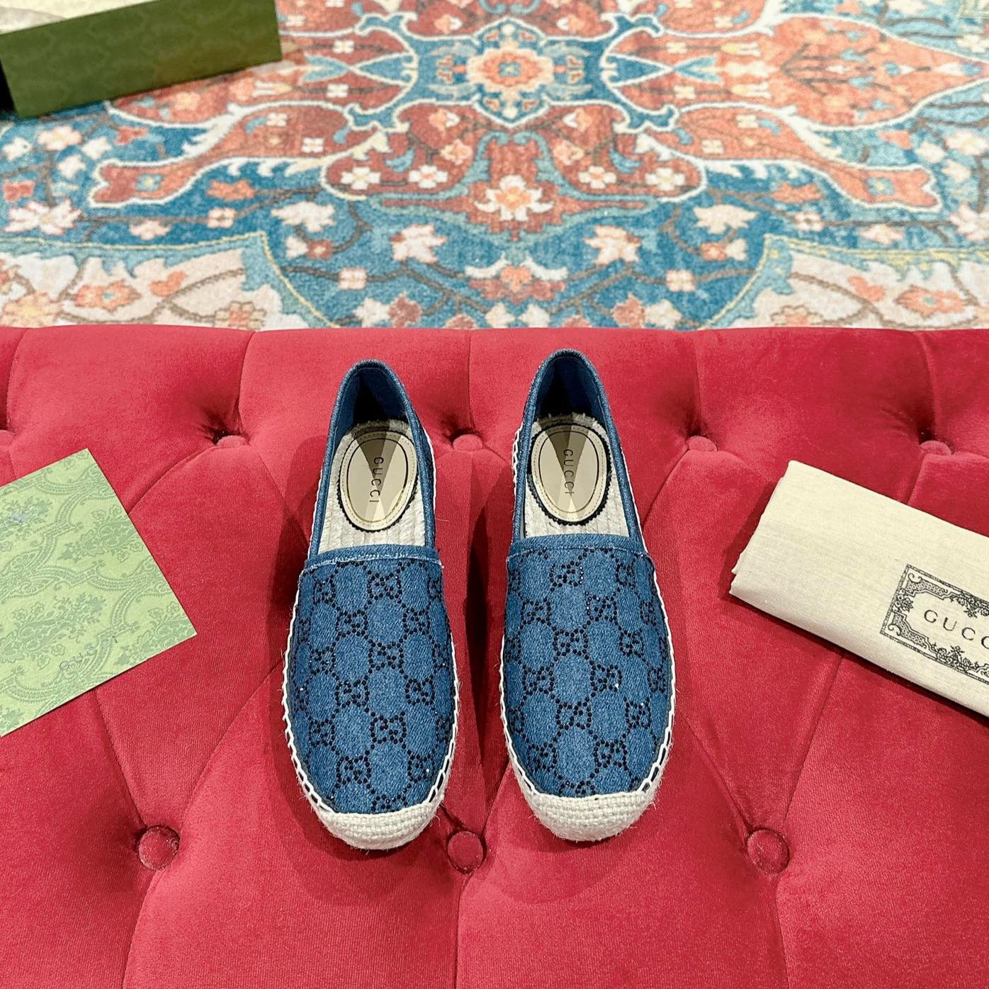 Luxury Gucci GG ESPADRILLE LOAFER AEGEAN CANVAS