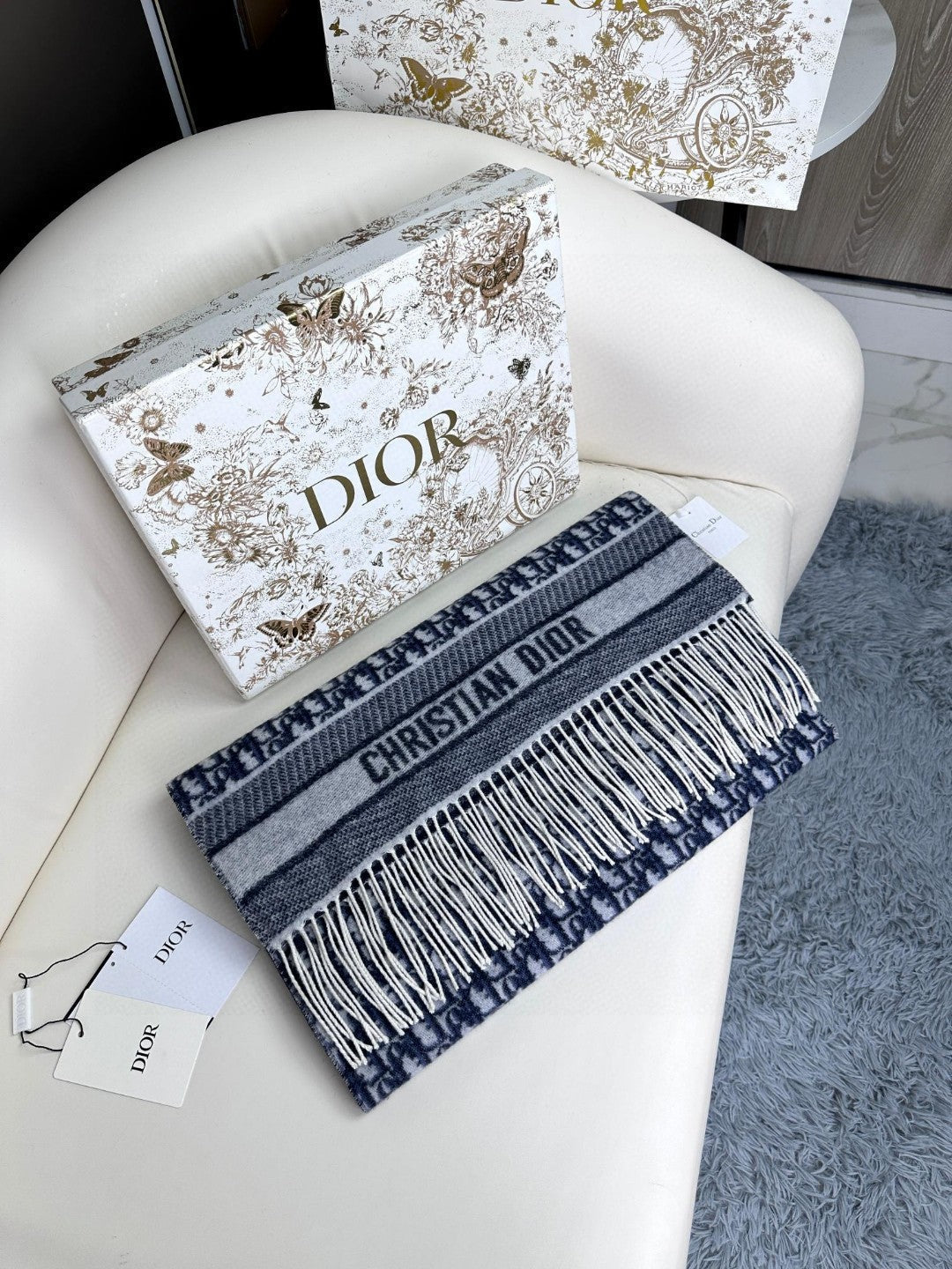 Luxury DiorSCARF IN NAVY BLUE MONOGRAM CASHMERE 413719