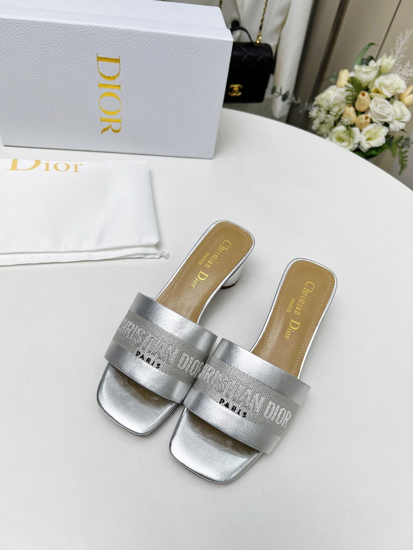 Luxury Diordway 45 silver-tone canvas calfskin