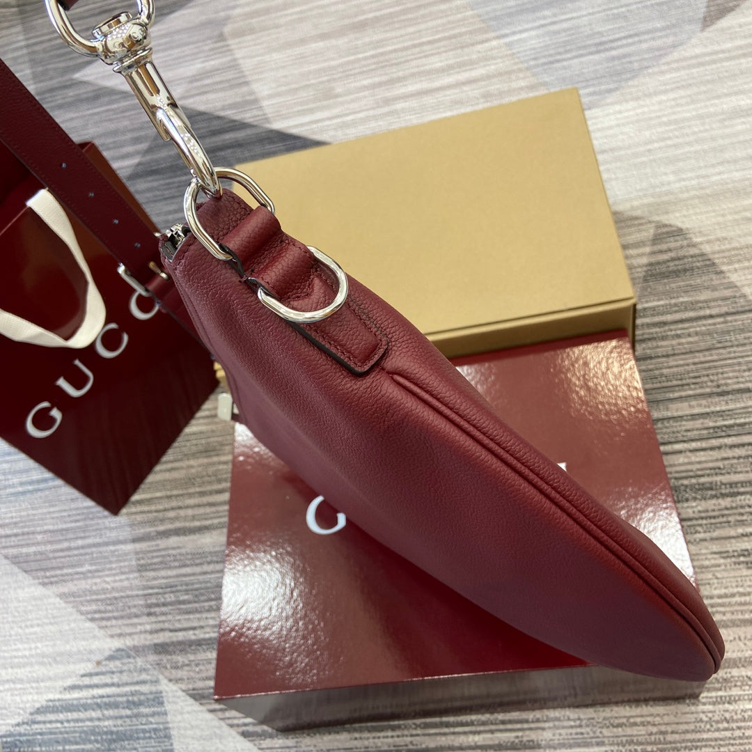 Luxury Gucci BODY SHOULDER BAG 40 IN BURGUNDY RED CALFSKIN SILVER HARDWARE