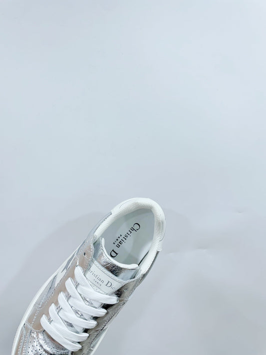 Luxury DiorStar Platform Sneaker In Silver Glossy Calfskin 999868