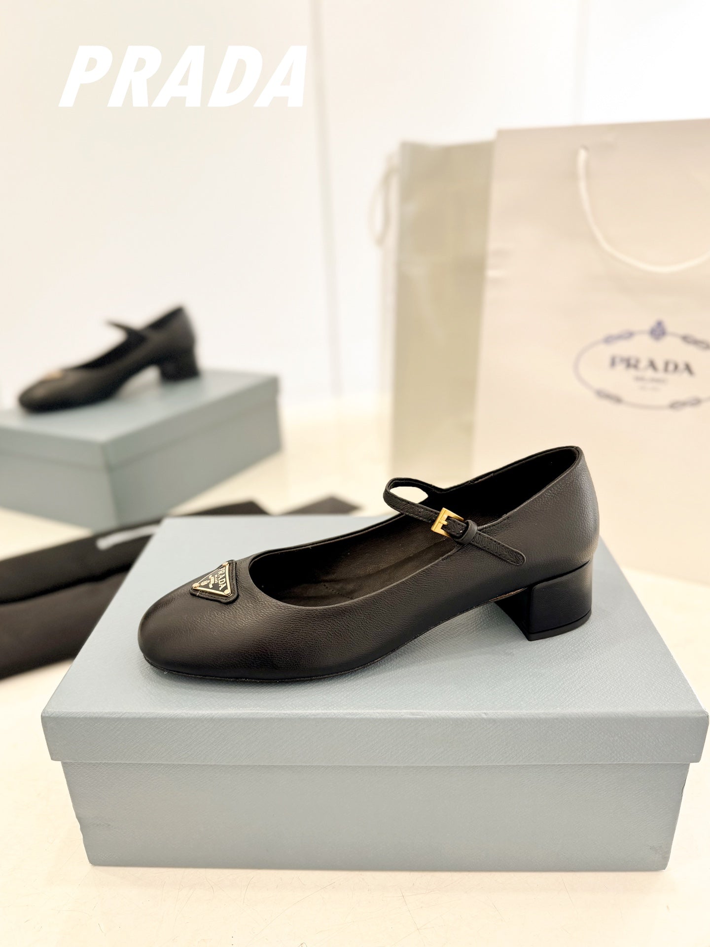 Luxury PradaBallerina Pumps 40 Black Lambskin