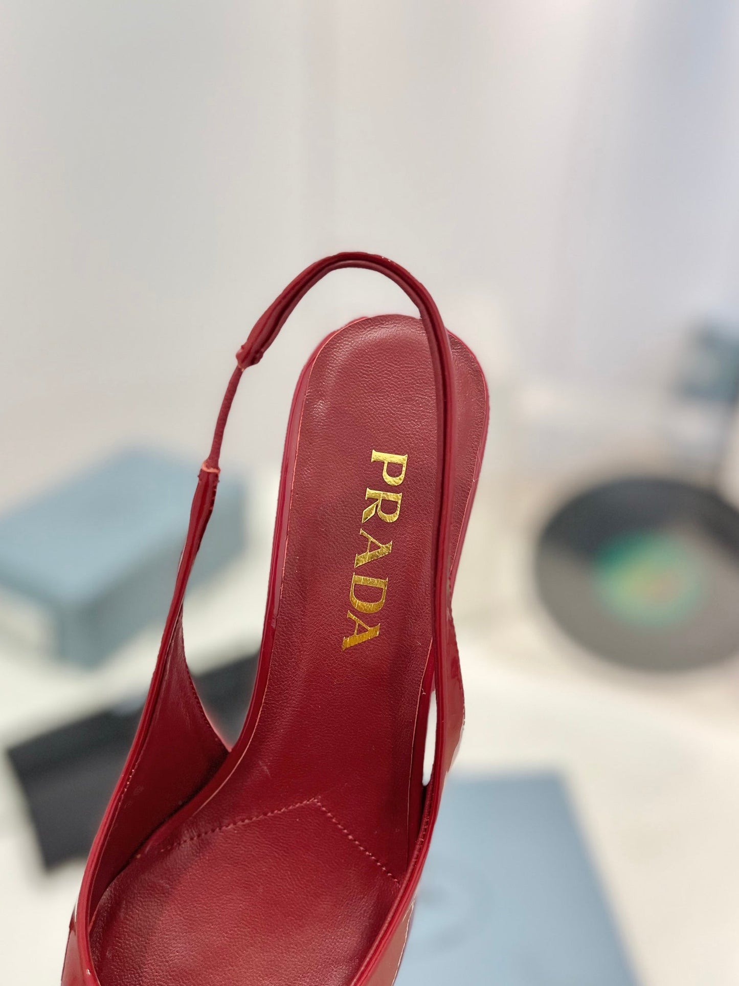 Luxury PradaSlingback Pumps 75 Red Patent Leather