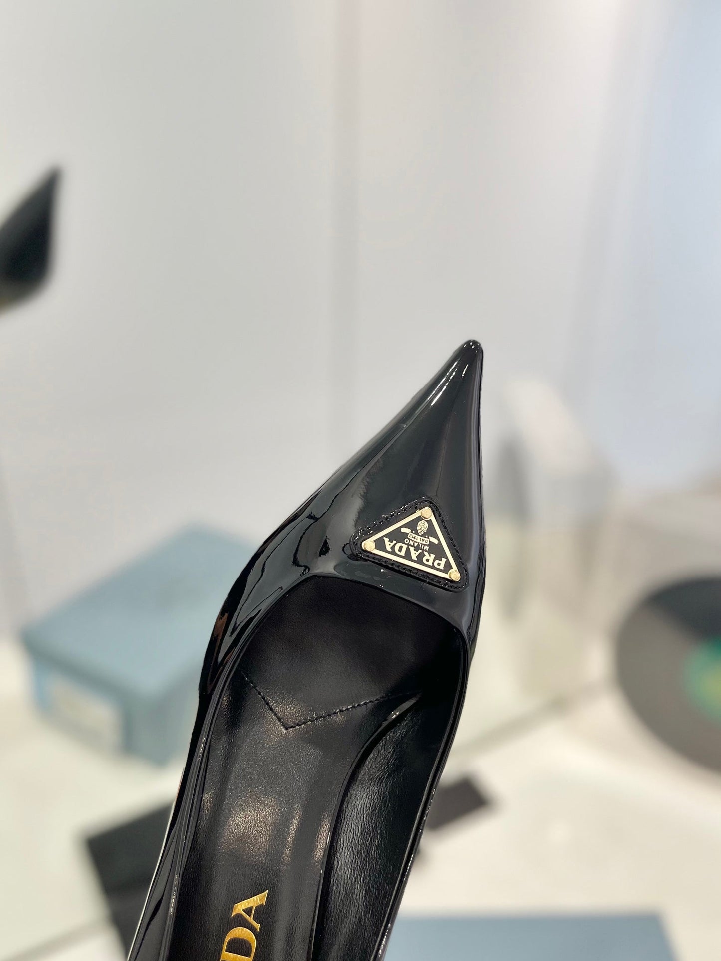 Luxury PradaPumps 75 Black Patent Leather