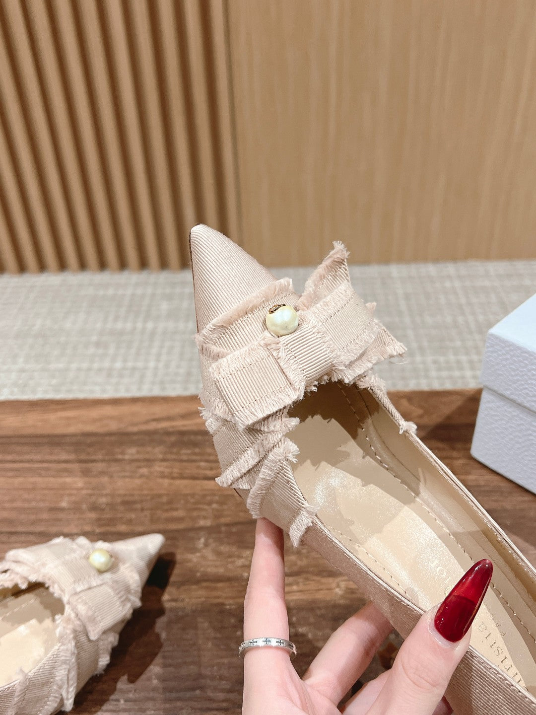 Luxury Diora DIORable pump 80 beige grosgrain lambskin