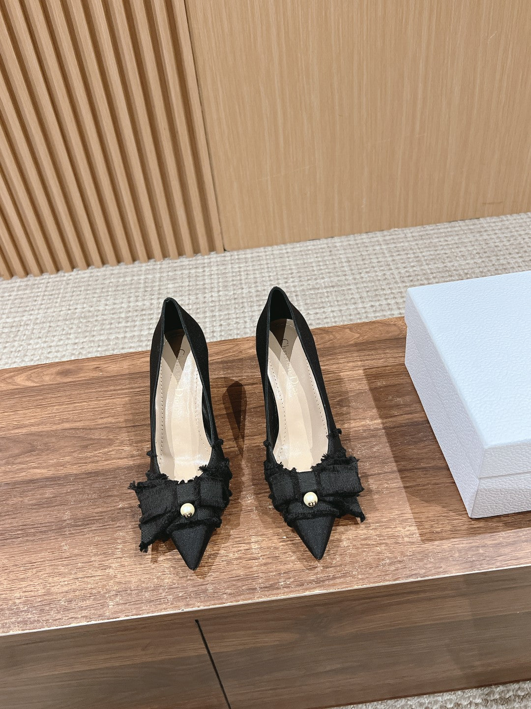 Luxury Diora DIORable pump 80 blakc grosgrain beige lambskin