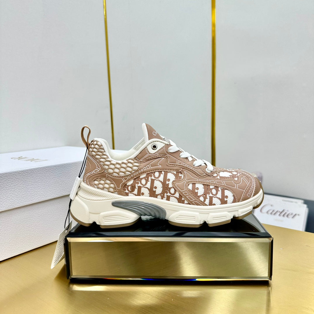 Luxury DiorChrono Sneaker 40mm In Brown Pink Mesh Fabric 994572