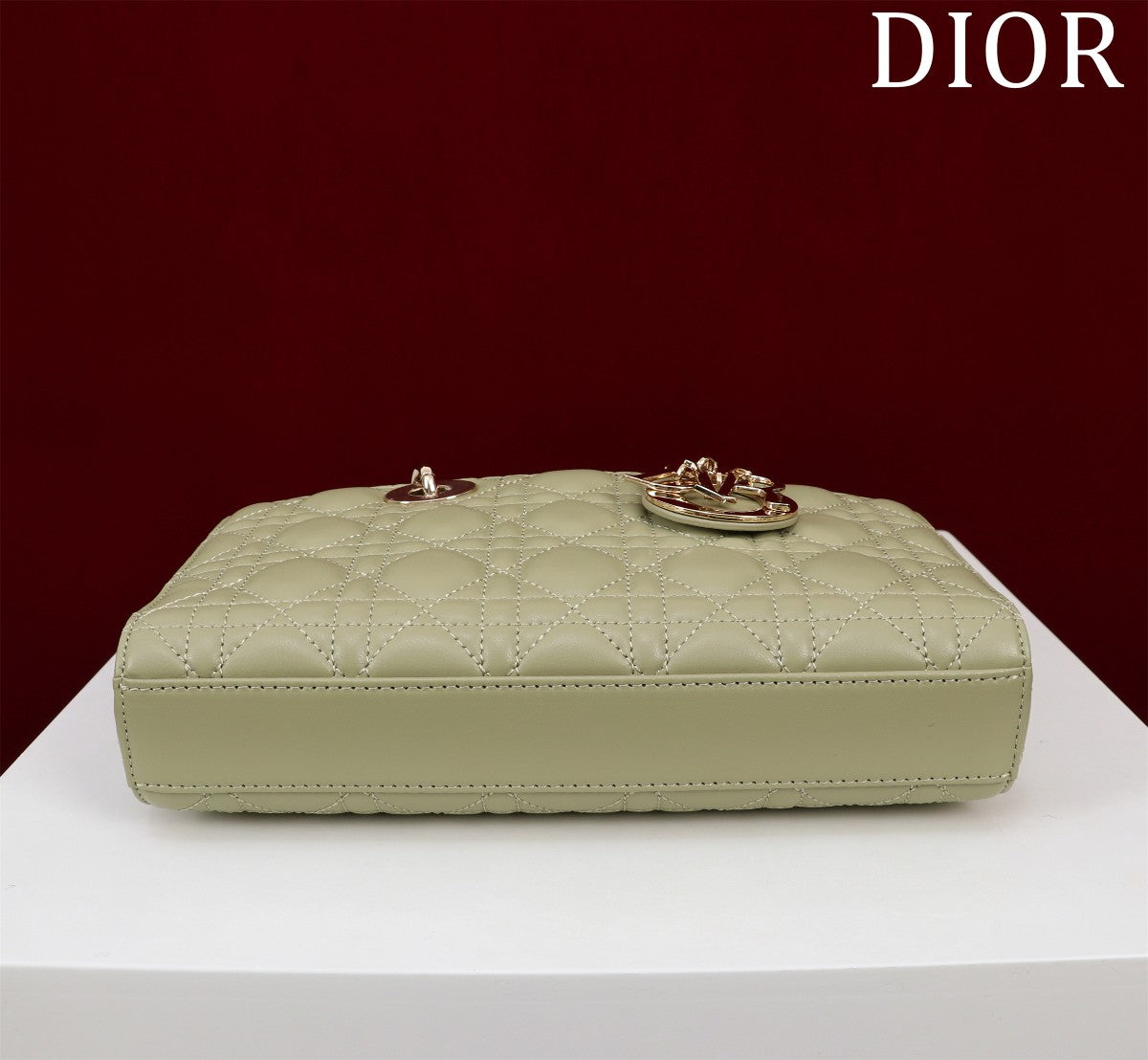 Luxury Diormedium lady d-joy 26 khaki green lambskin