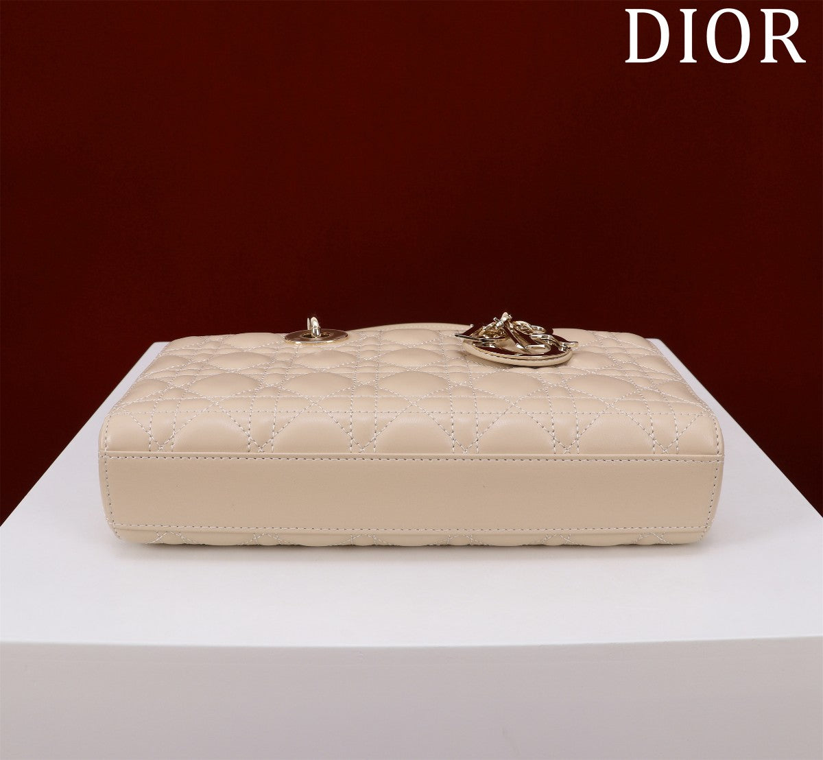 Luxury Diormedium lady d-joy 26 light beige lambskin