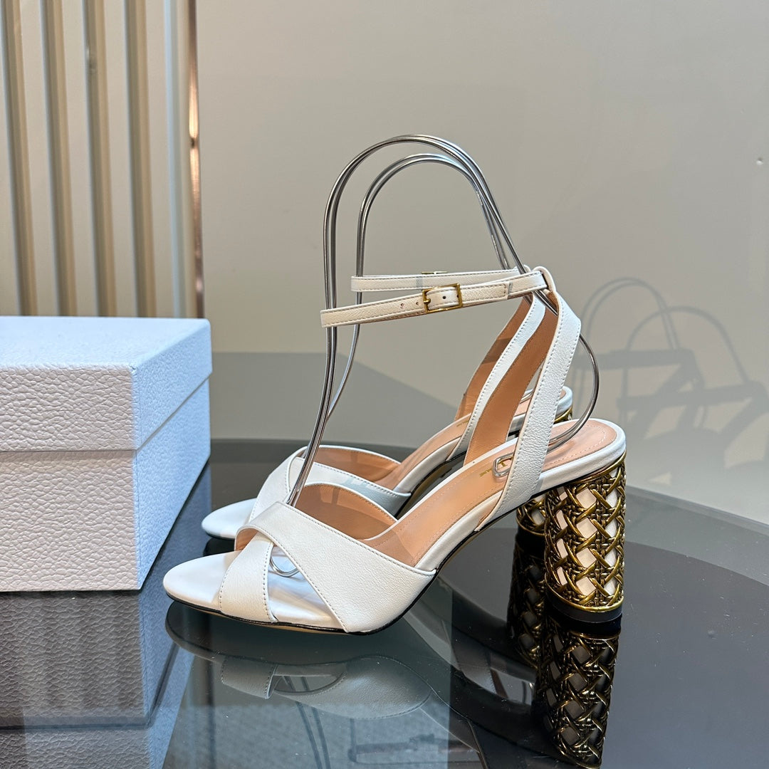 Luxury DiorIcon Heeled Sandal 95mm White Calfskin