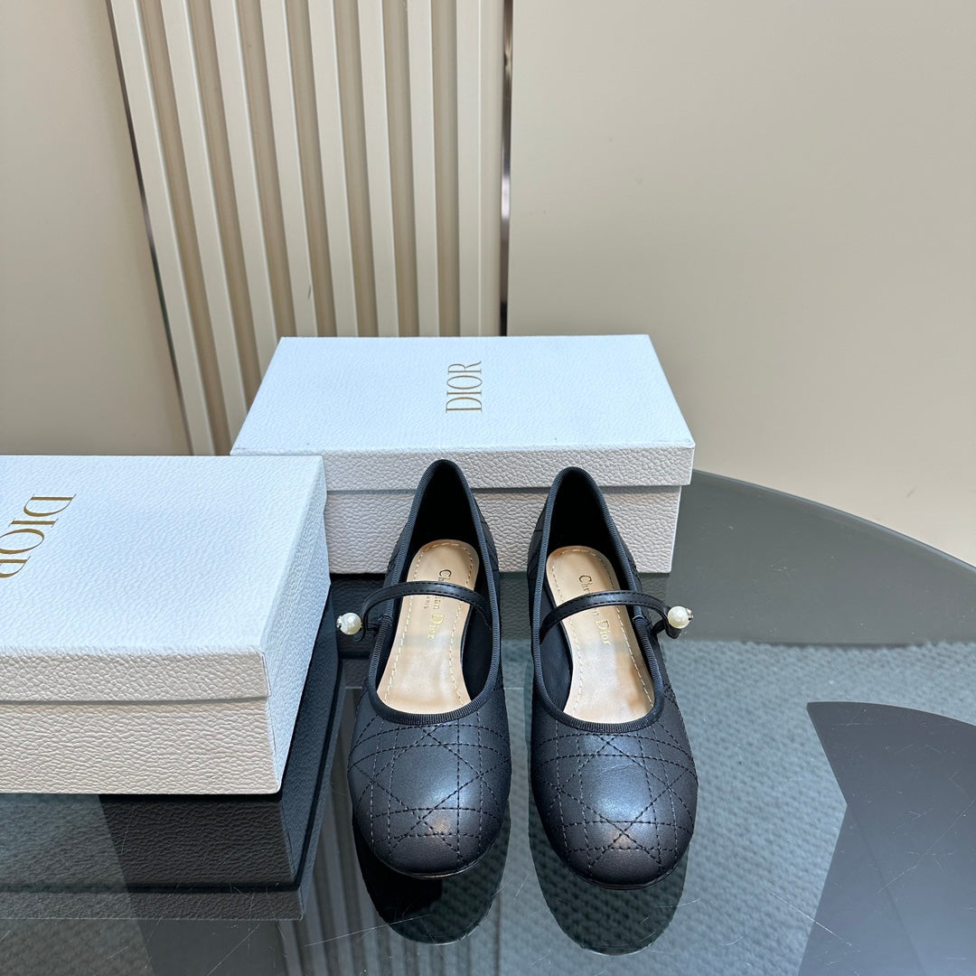 Luxury DiorBallet Pump Black Soft Cowhide