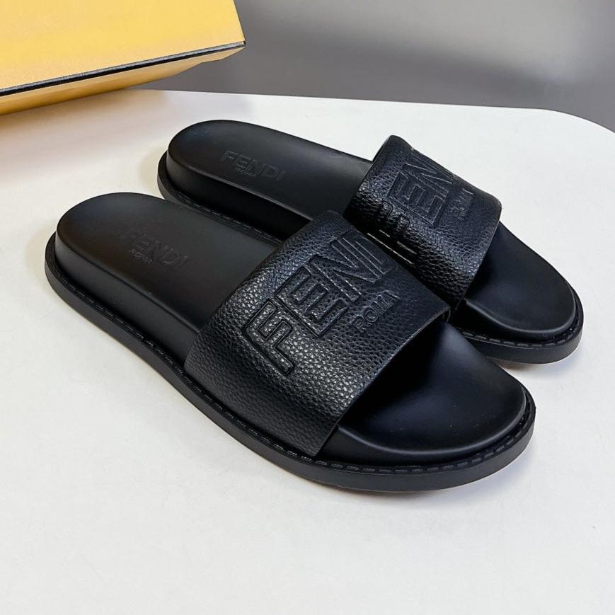 Luxury FendiLuxury FendiROMA SLIDES IN BLACK LAMBSKIN LEATHER