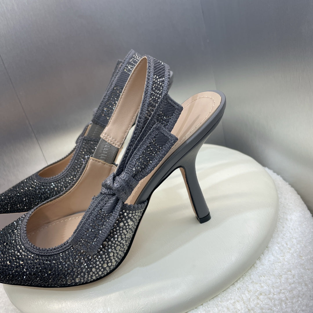 Luxury Diorslingback pump 95 opaque black calfskin resin pearl