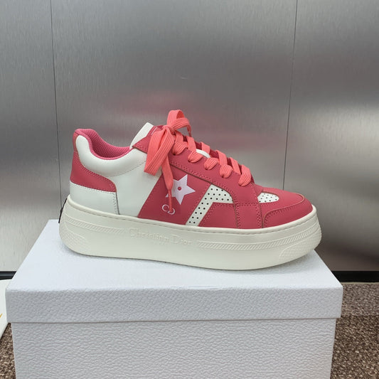 Luxury DiorStar Platform Sneaker 35mm Coral Pink Calfskin