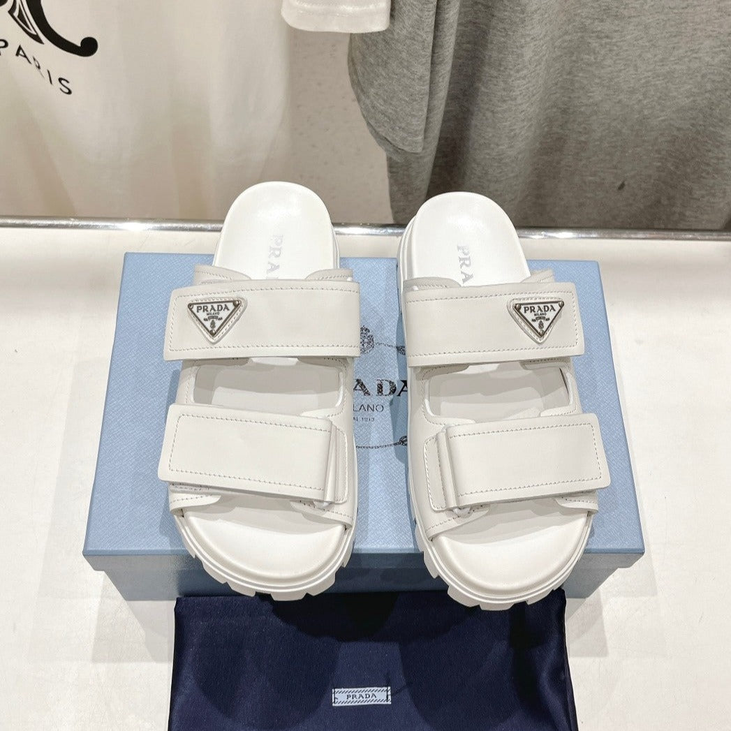 Luxury PradaSTRAP SANDALS WHITE CALFSKIN