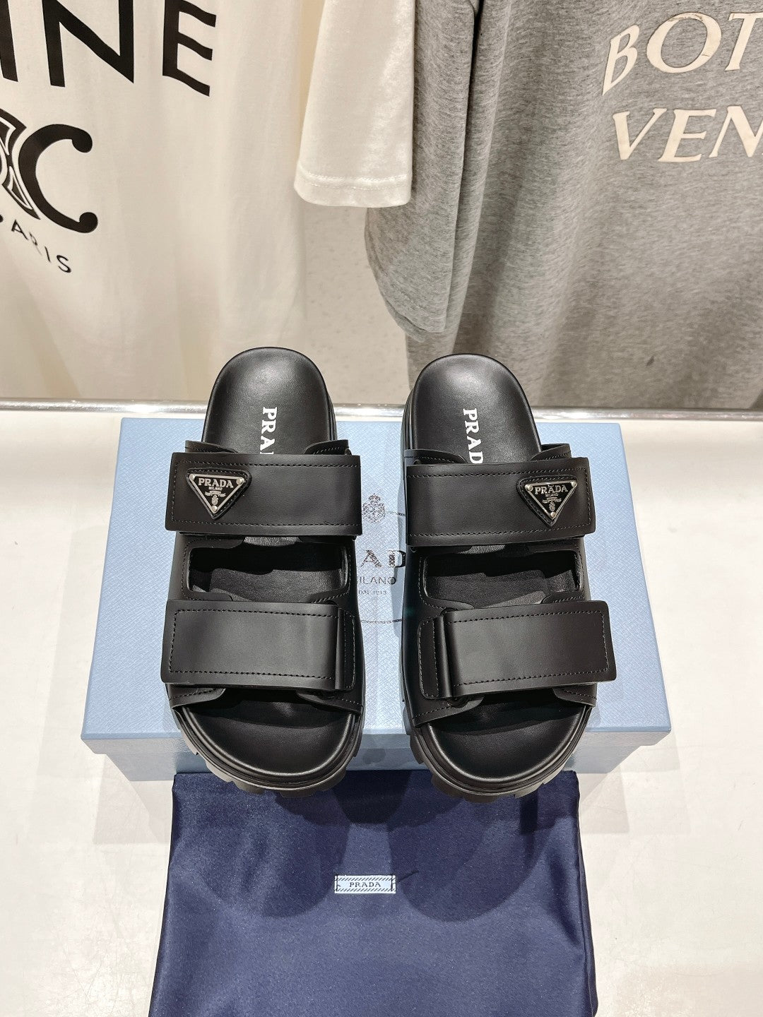 Luxury PradaSTRAP SANDALS BLACK CALFSKIN