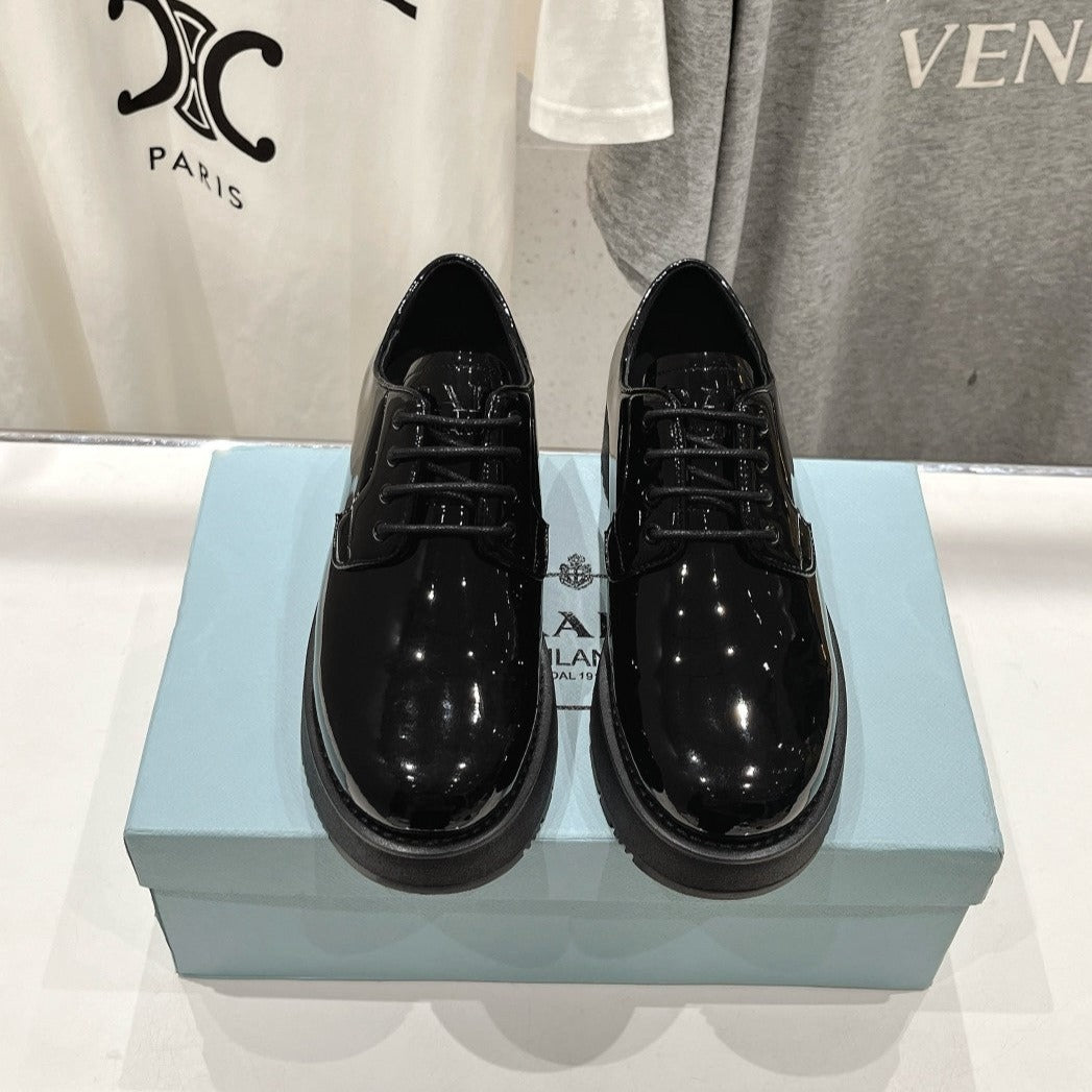 Luxury PradaBRUSHED LEATHER LOAFERS GLOSSY BLACK
