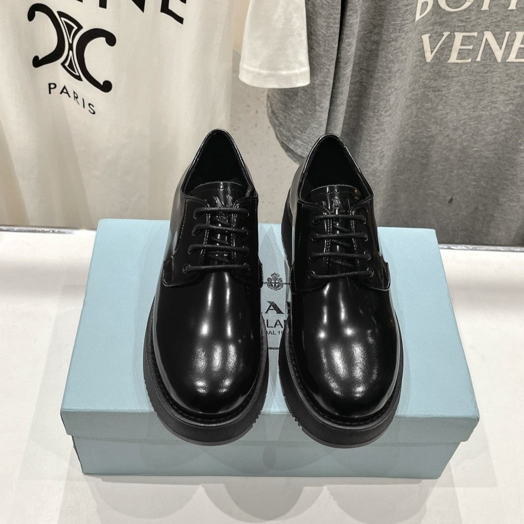 Luxury PradaBRUSHED LEATHER LOAFERS JET-BLACK