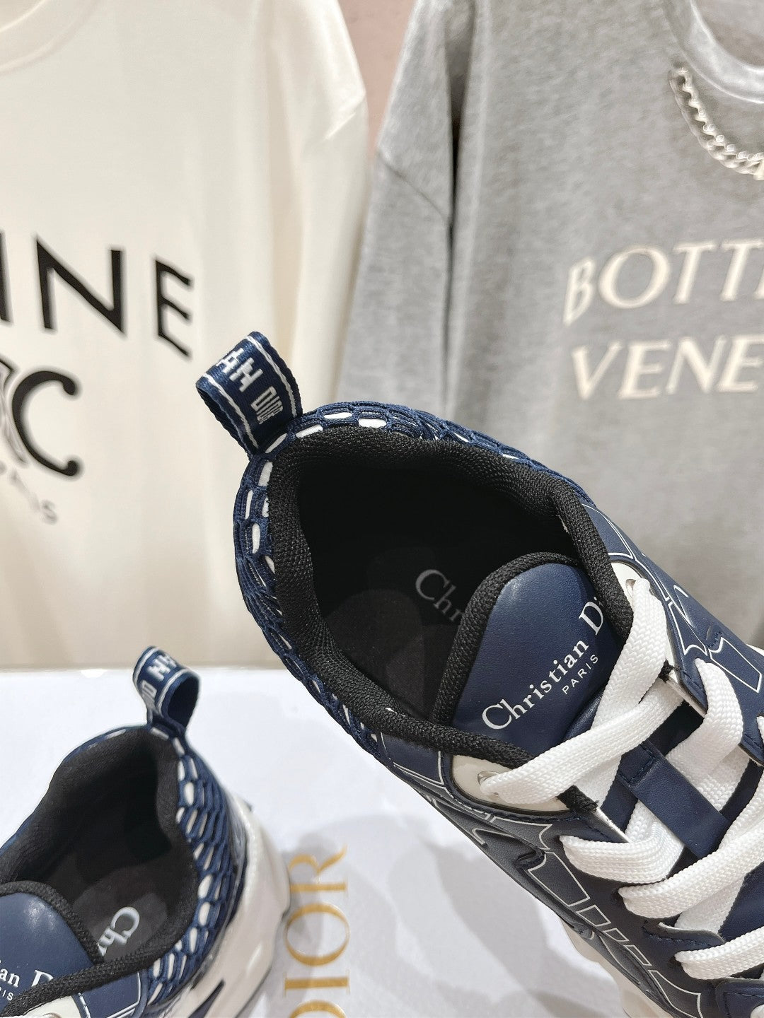 Luxury DiorVibe Sneaker Charcoal Blue Polyester Mesh Fabric And Cowhide