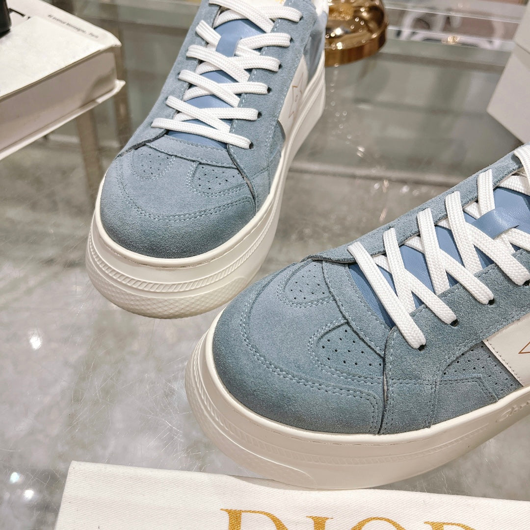Luxury Diorstar sneaker white calfskin rock gray suede