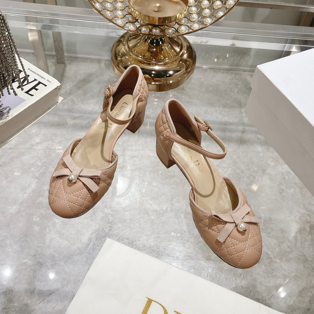Luxury DiorBallet Pump Beige Quilted Cowhide