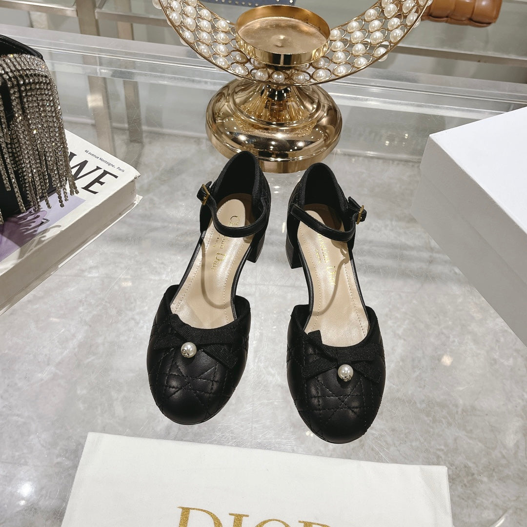 Luxury DiorBallet Pump Black Quilted Cowhide