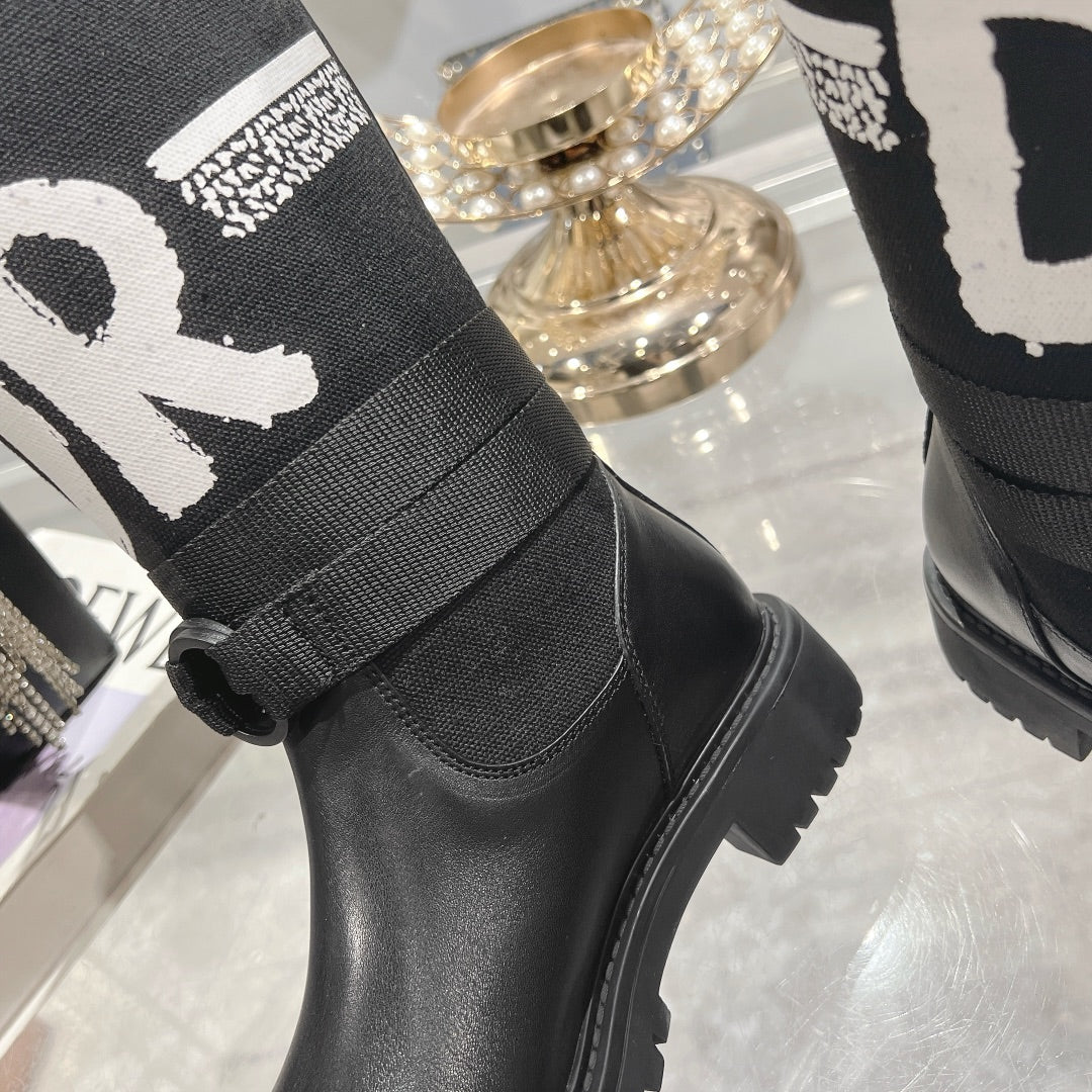 Luxury DiorD-Major Boot Black Mix White Calfskin And Canvas