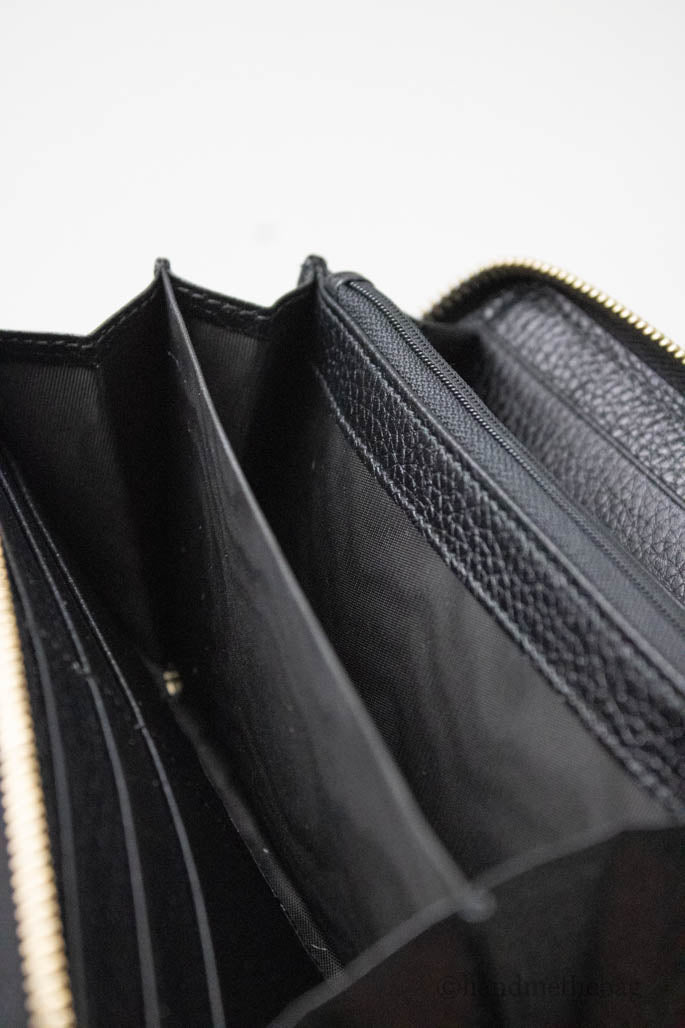 Luxury Gucci Cellarius Double Logo Black Leather Zip Around Wallet