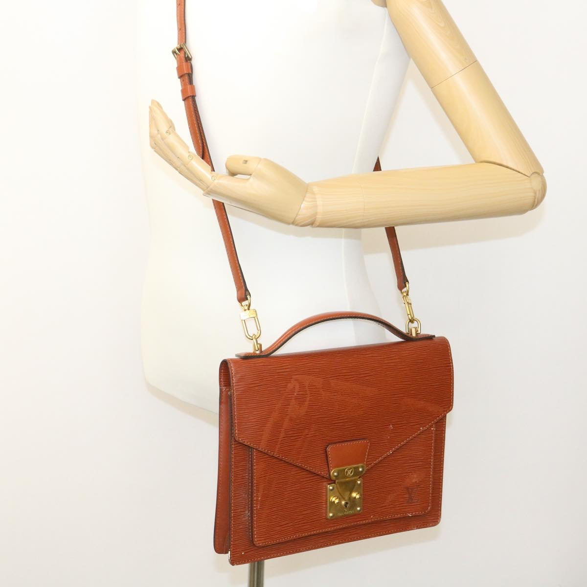 LOUIS VUITTON Epi Monceau Hand Bag Brown M52123 LV jk716