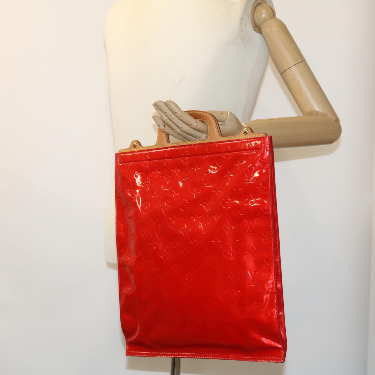 LOUIS VUITTON Vernis Stanton Tote Bag Red M91078 LV ki2309