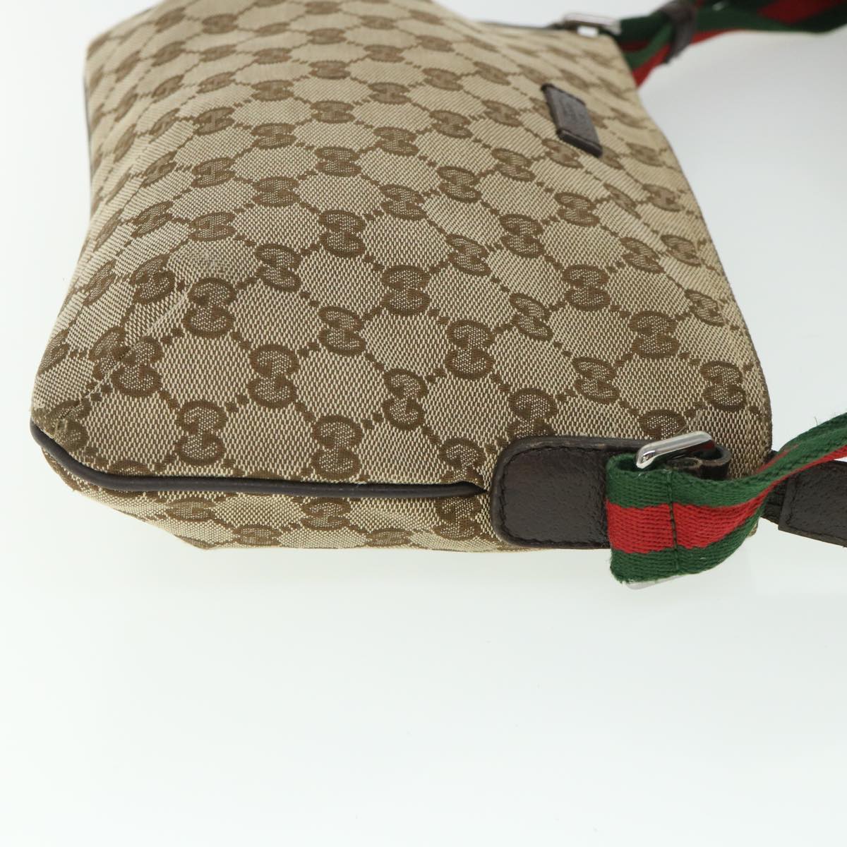 Luxury Gucci GG Canvas Shoulder Bag Web Sherry Line Beige Red Green 91762 ki3523