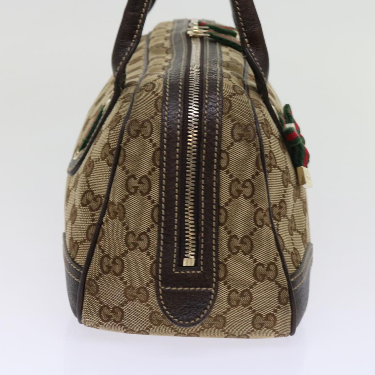 GUCCI Princy Line GG Canvas Sherry Line Hand Bag Beige Red 161720 ki3977