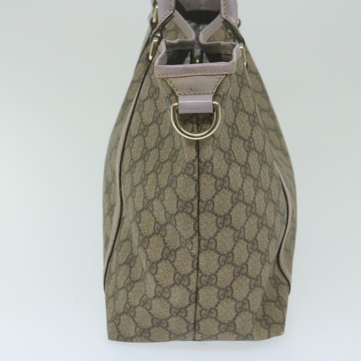 GUCCI GG Supreme Tote Bag PVC Leather Beige Purple 197953 ki4035