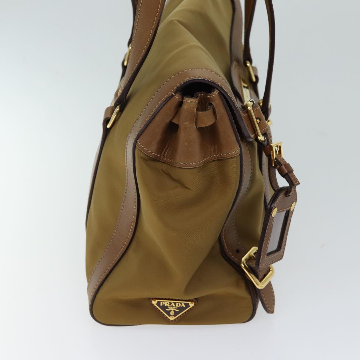 Luxury PradaShoulder Bag Nylon Leather Brown ki4307
