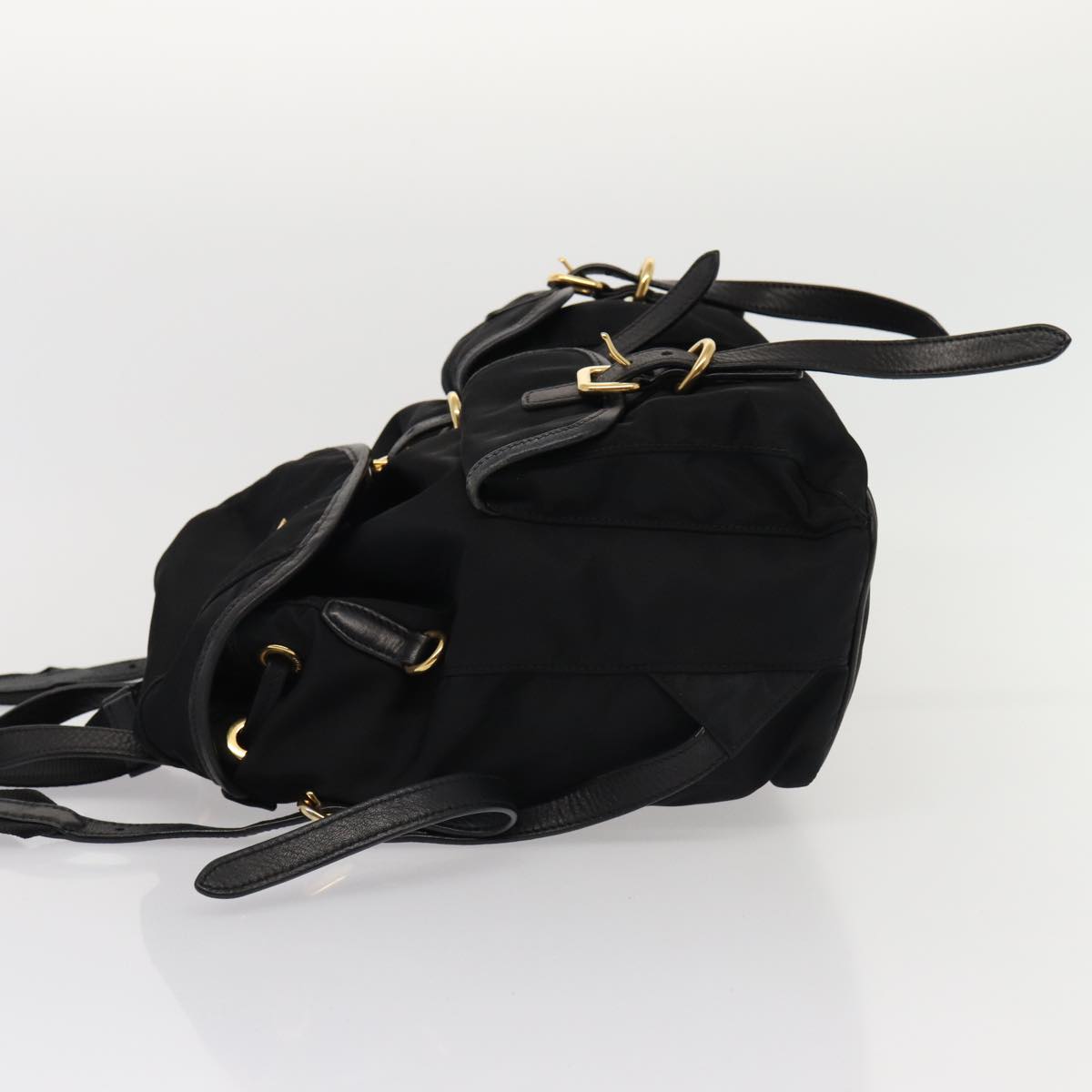 Luxury Prada Backpack Nylon Leather Black ki4650