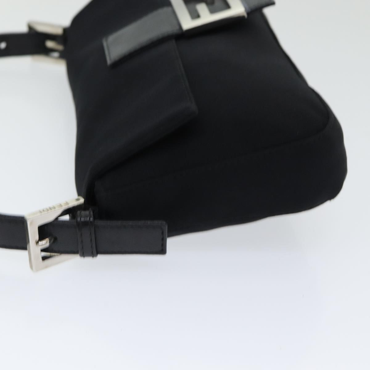 Luxury Fendi Mamma Baguette Shoulder Bag Nylon Black Silverki4707