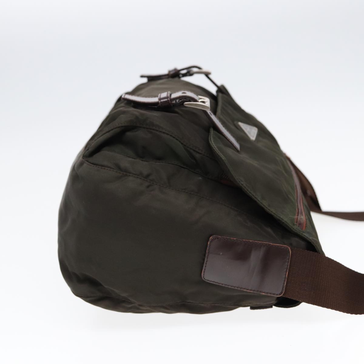 Luxury Prada Shoulder Bag Nylon Khaki Silver ki4728