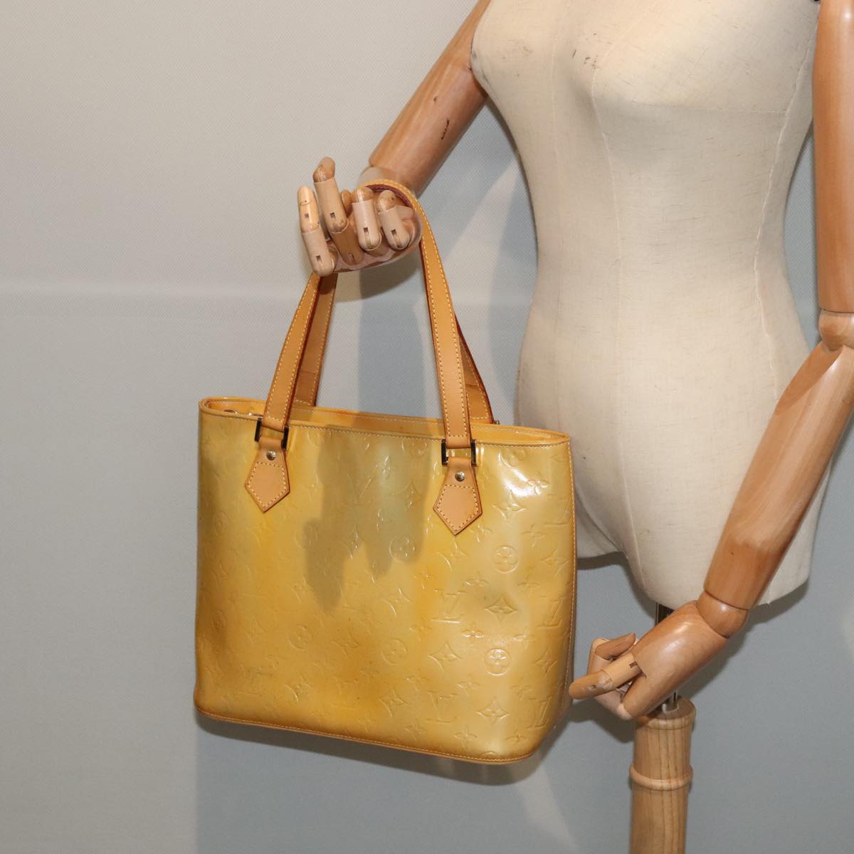 LOUIS VUITTON Monogram Vernis Houston Hand Bag Gris M91053 LV ki4848