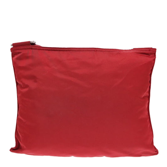 Luxury Prada Shoulder Bag Nylon Red Silver ki4938
