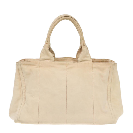 Luxury Prada Canapa MM Hand Bag Canvas Beige Gold ki4944