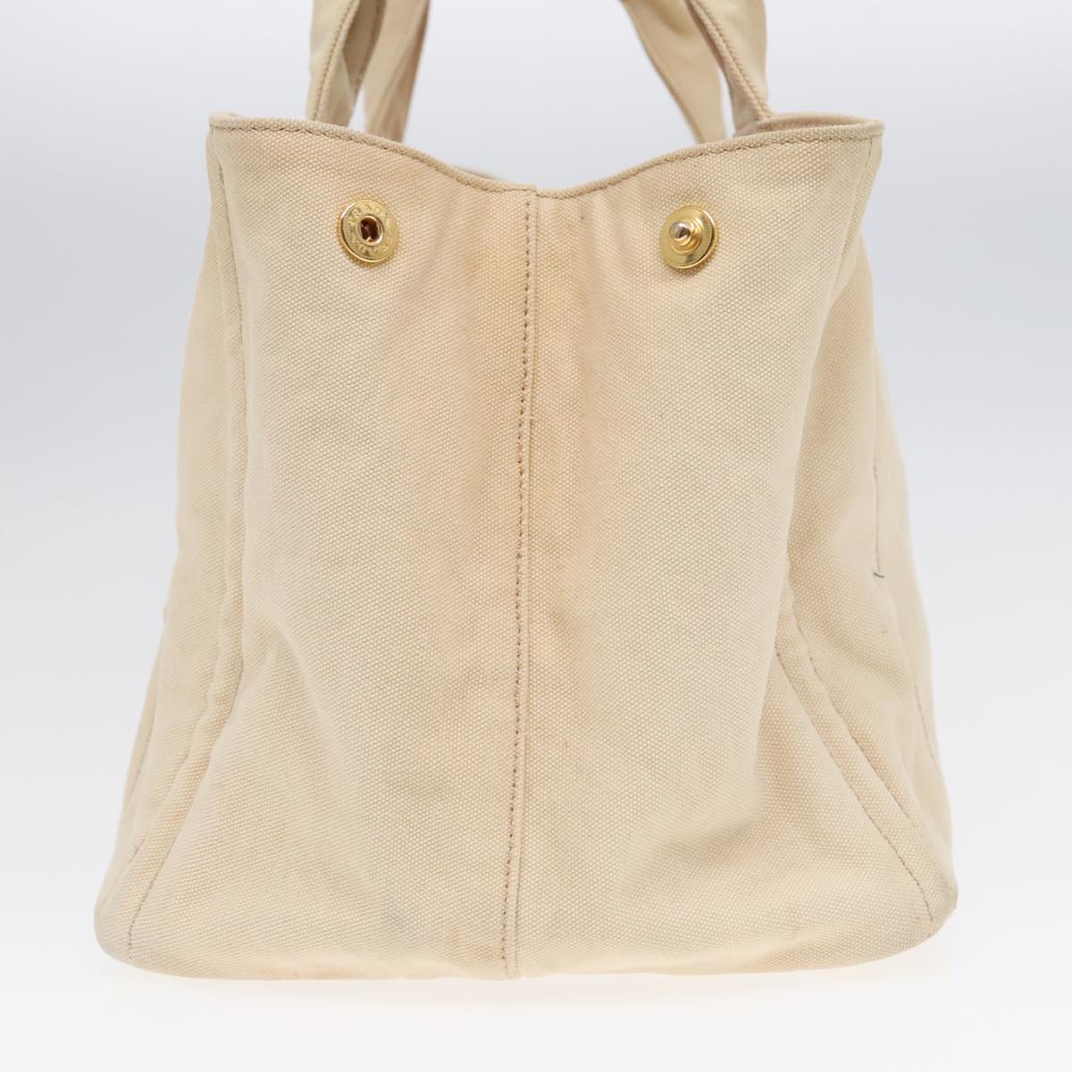 Luxury Prada Canapa MM Hand Bag Canvas Beige Gold ki4944