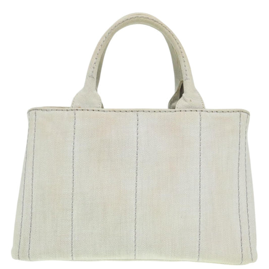 Luxury Prada Canapa PM Hand Bag Canvas 2way Gray Gold ki5017