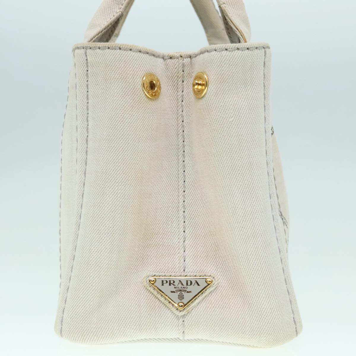 Luxury Prada Canapa PM Hand Bag Canvas 2way Gray Gold ki5017