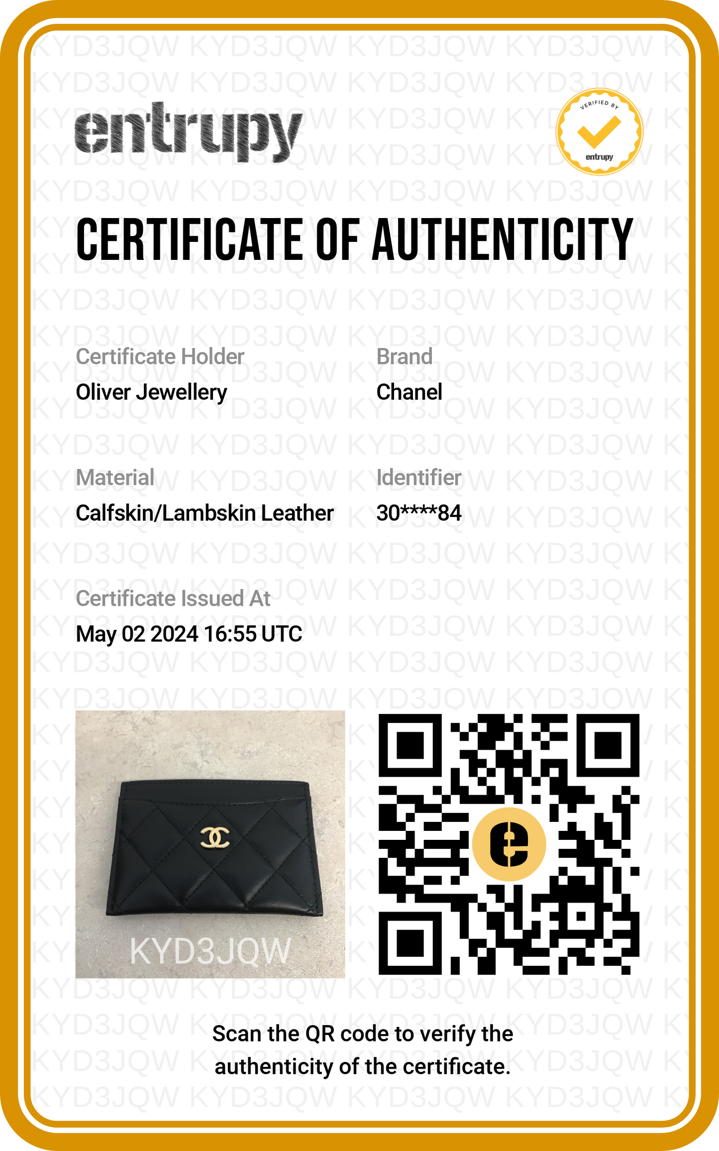 Chanel 2020 Black Caviar Leather Classic Card Holder