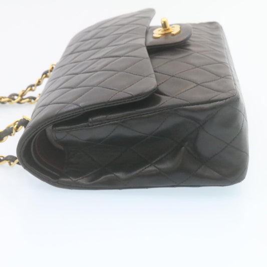 CHANEL Matelasse Chain Flap Classic Shoulder Bag Lamb Skin Black lt323A