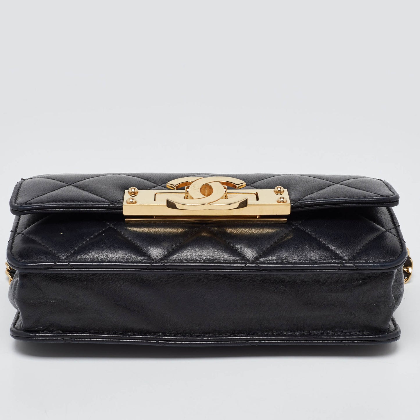 CHANEL Black Quilted Leather Golden Class Wallet on Chain
