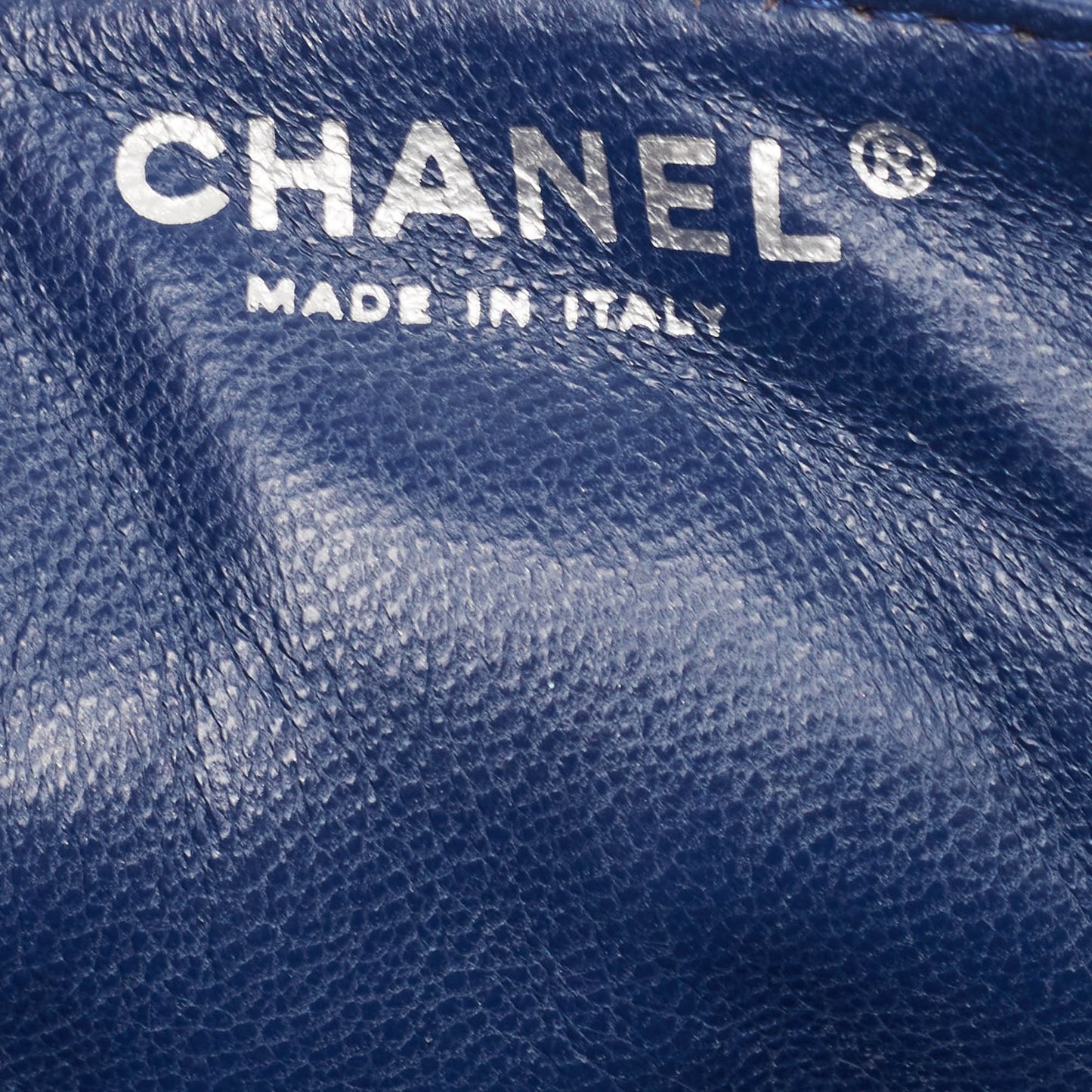 CHANEL Blue Quilted Caviar Leather East/West Classic Flap Bag