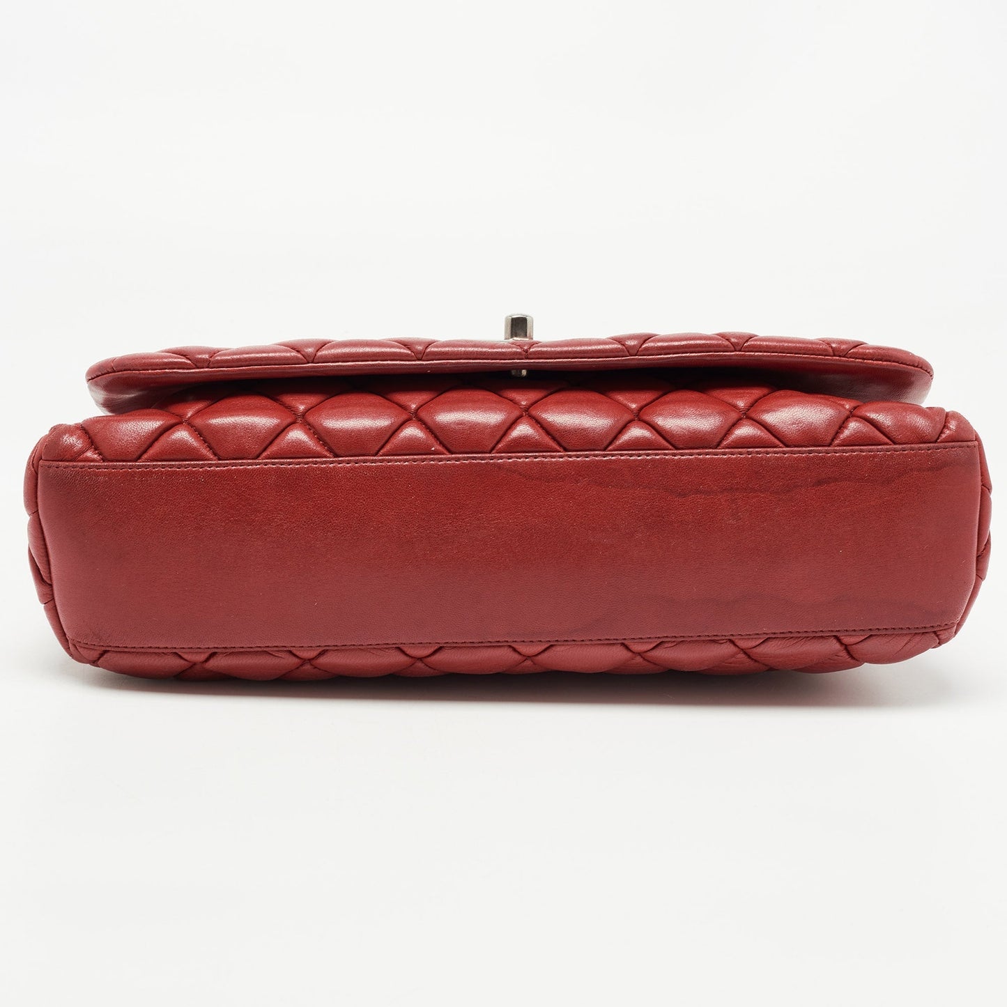 Chanel Red Bubble Quilted Leather Flap Shoulder Bag