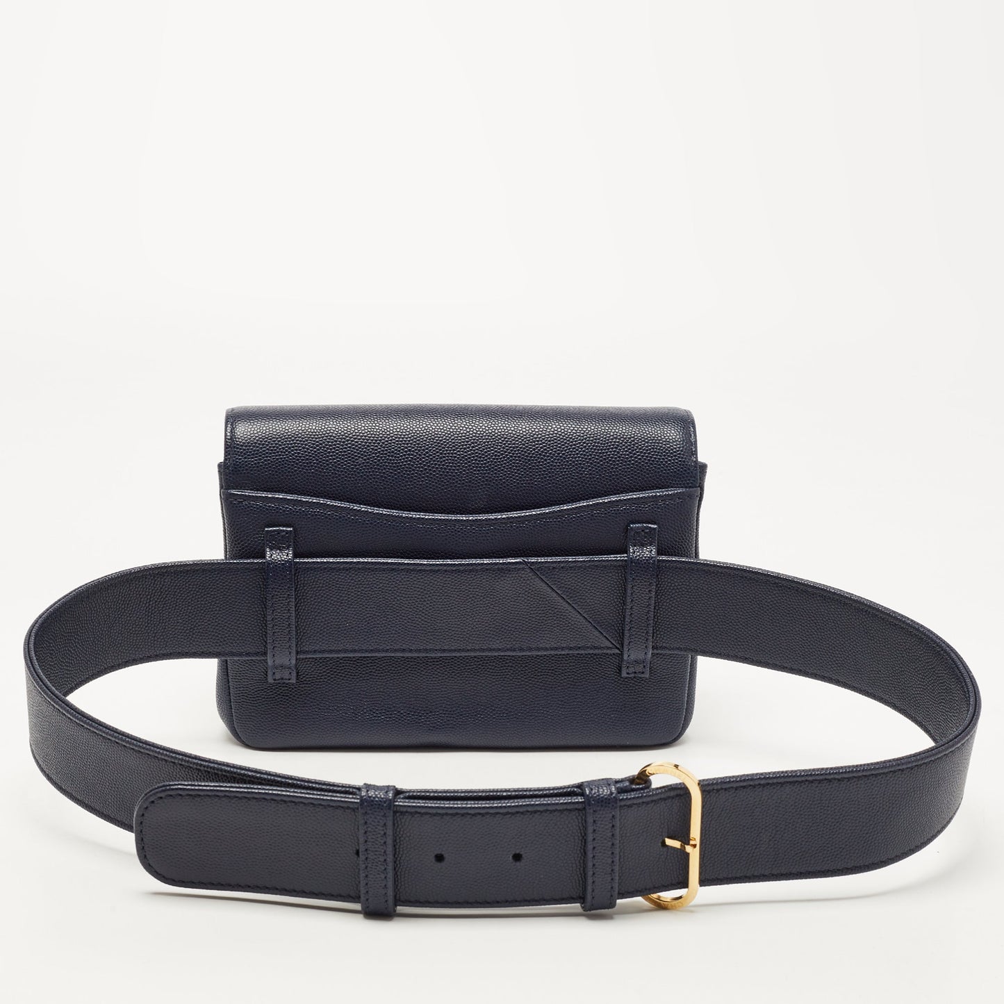 Luxury Chanel Blue Caviar Leather Captain Gold Waist Bag
