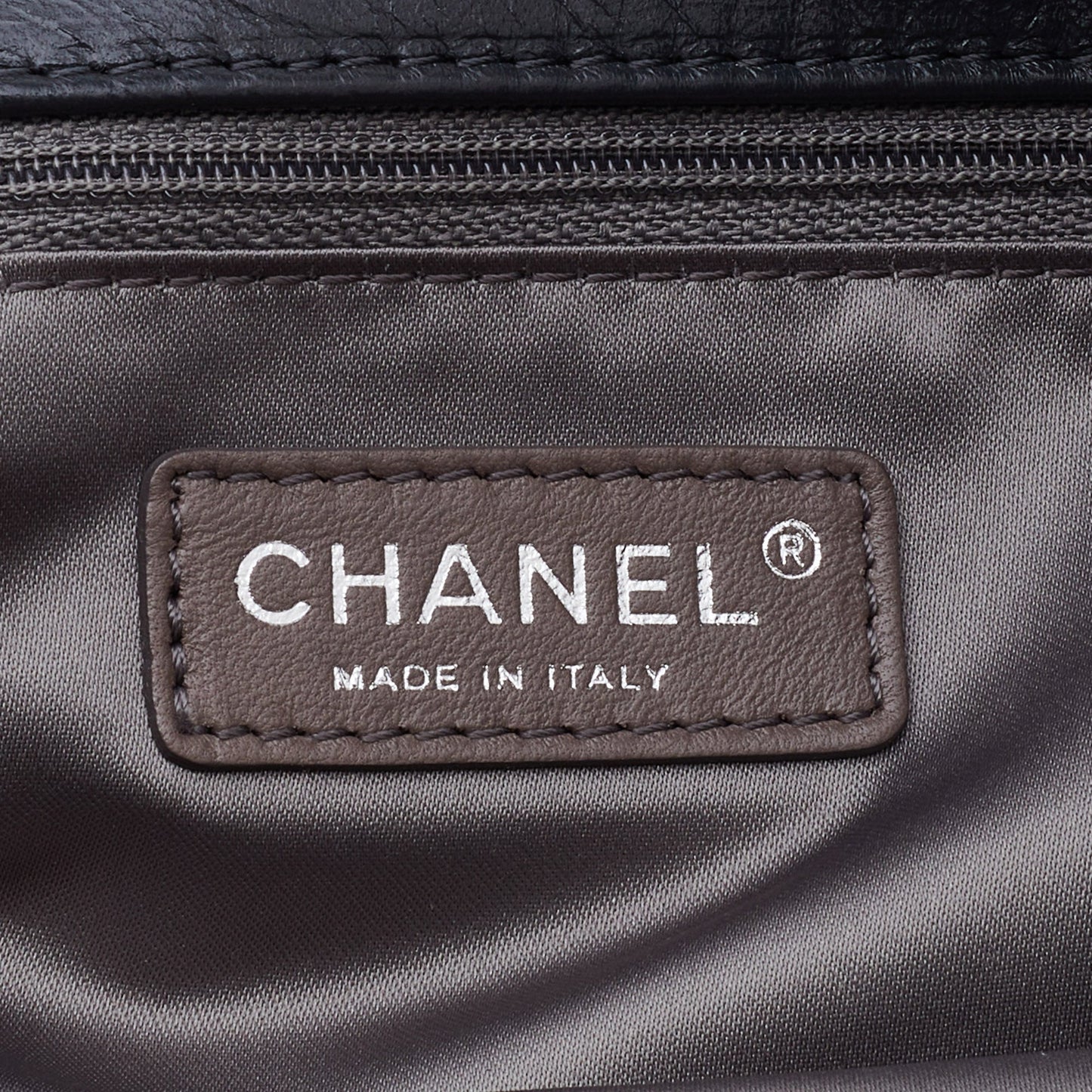 CHANEL Grey Leather Funny Tweed Flap Shoulder Bag